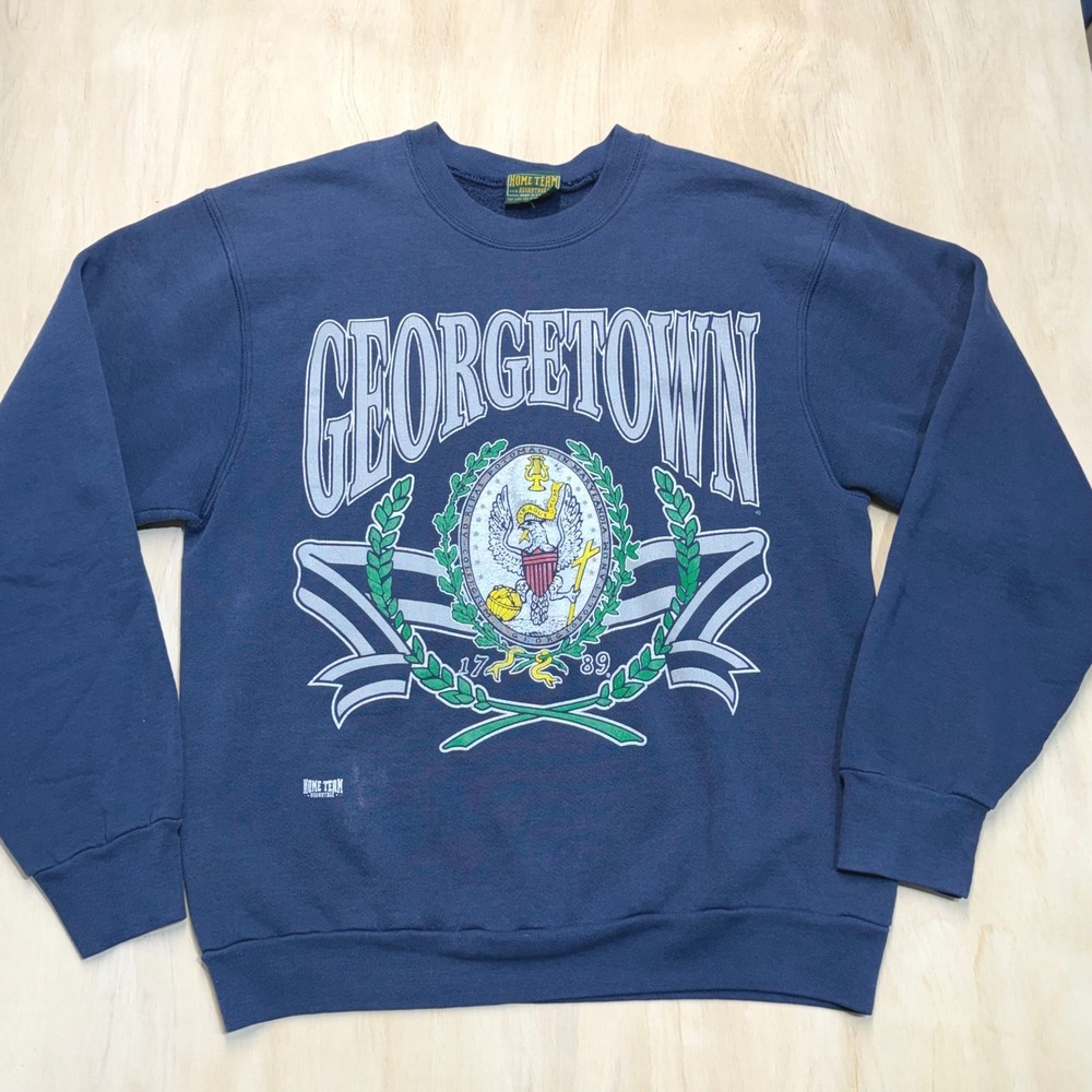 Vintage 90s Georgetown University Crewneck Sweatshirt USA Made Navy (Fits S)